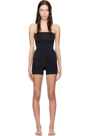 SKIMS Black Seamless Sculpt Strapless Shortie Bodysuit