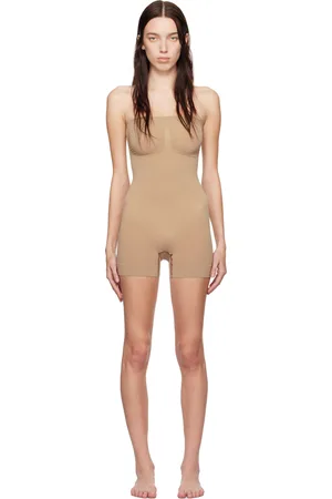 SKIMS Taupe Seamless Sculpt Strapless Shortie Bodysuit