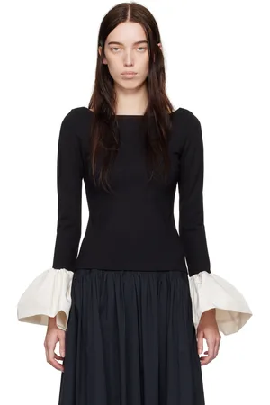 Staud Black & Off-White Paige Blouse