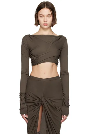 Rick Owens Taupe Porterville Jade LS Crop T-shirt