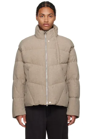 Solid Taupe Detachable Sleeves Down Jacket