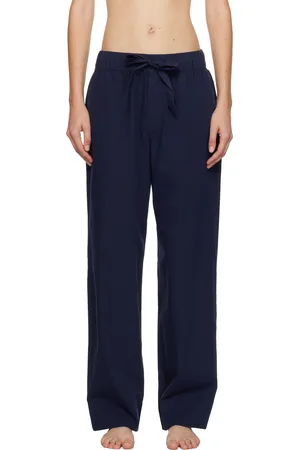 Tekla Navy Poplin Pyjama Pants