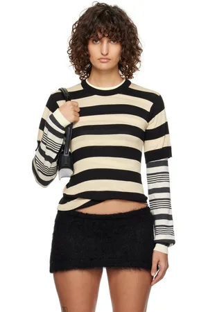 Marni Black & White Layered Contrast Stripes Sweater