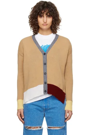 Marni Tan Color-Block Cashmere Cardigan