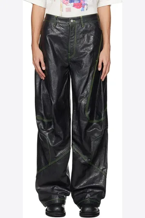 Acne Studios Gray Embroidered Leather Pants