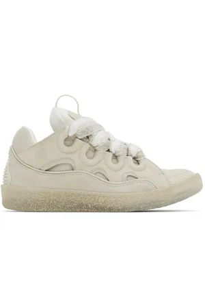 Lanvin Off-White Leather Curb Sneakers