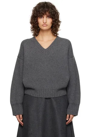 Rohe Gray Compact V-Neck Sweater