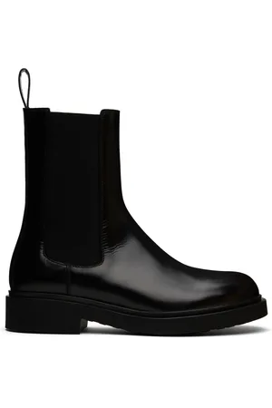 LEGRES Black Boxed Leather Chelsea Boots