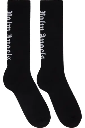 Palm Angels Black Gothic Logo Socks