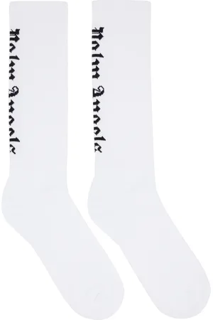 Palm Angels White Gothic Logo Socks