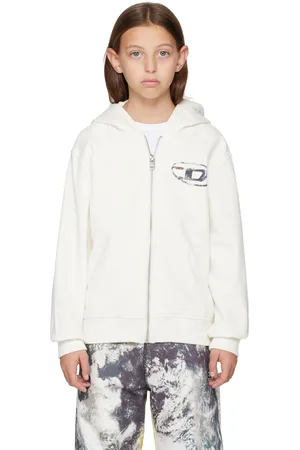 Diesel Kids White Swelthoodzip Over Hoodie