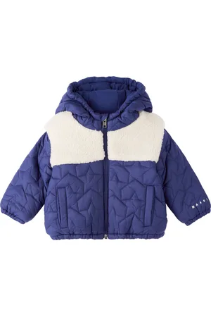 Marni Baby Navy & Off-White Quilted Stars Nylon & Teddy Jacket