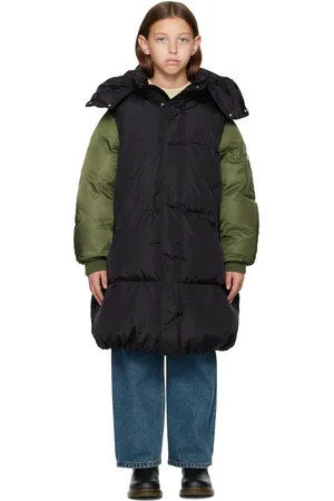 Maison Margiela Kids Black & Green Paneled Puffer Coat