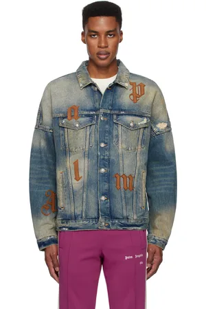 Palm Angels Blue Oversize Logo Patches Denim Jacket