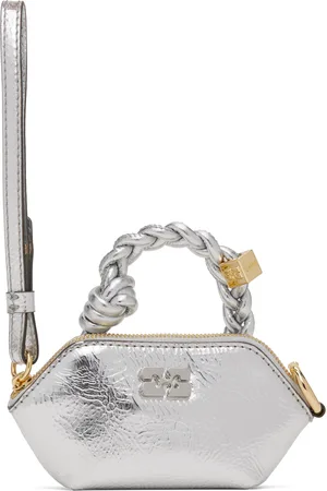 Ganni Silver Metallic Nano Bou Pouch