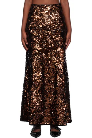Ganni Brown Sequins Maxi Skirt