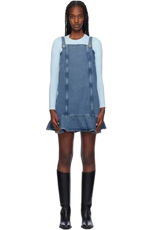 Ganni Blue Paneled Denim Minidress