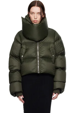 Rick Owens Green Porterville Funnel Neck Down Jacket