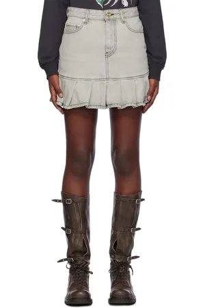 Ganni Gray Pleated Future Denim Miniskirt