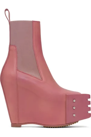 Rick Owens Pink Porterville Grilled Wedge Beatle Chelsea Boots