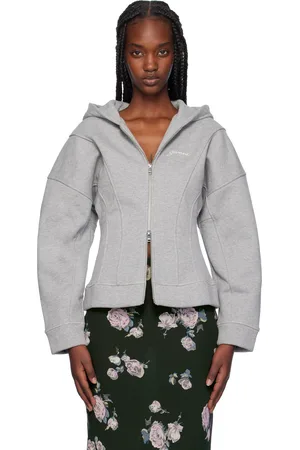 Ganni Gray Fleece Zip Hoodie