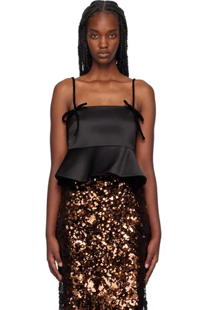 Ganni Black Duchesse Satin Camisole