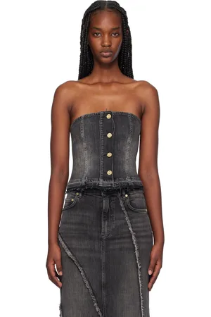 Ganni Black Washed Denim Top