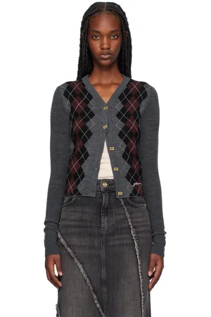 Ganni Gray Jacquard Cardigan