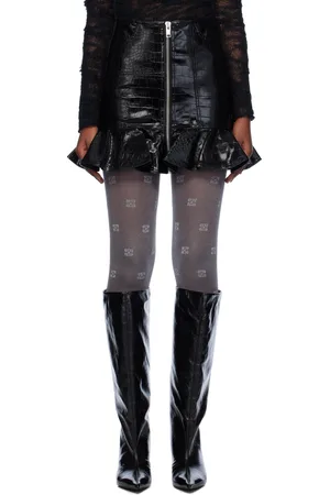 Ganni Black Future Coated Faux-Leather Miniskirt