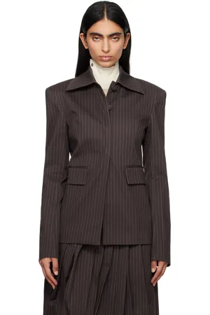 REMAIN Birger Christensen Brown Slim Striped Blazer
