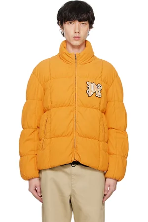 Palm Angels Orange Monogram Corduroy Down Jacket