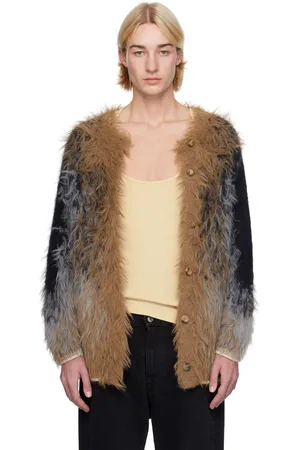 Y / PROJECT Beige & Gray Hairy Gradient Cardigan