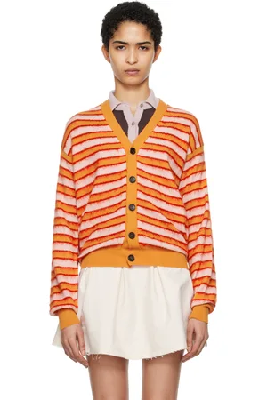 Marni Orange & Pink Wool-Mohair Striped Cardigan