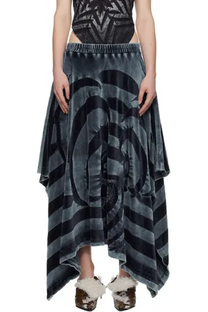 Masha Popova Blue Handkerchief Tracksuit Plush Maxi Skirt