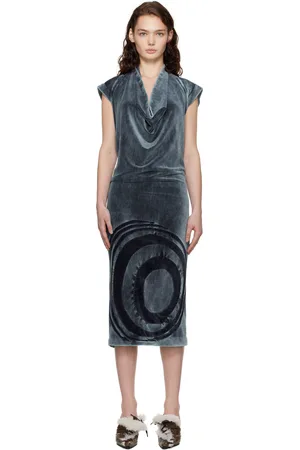 Masha Popova Blue Open Back Cowl Neck Hoodie Minidress