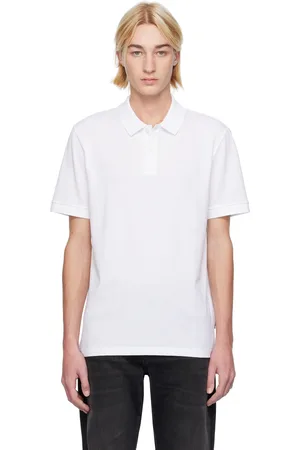 HUGO BOSS White Embroidered-Logo Polo