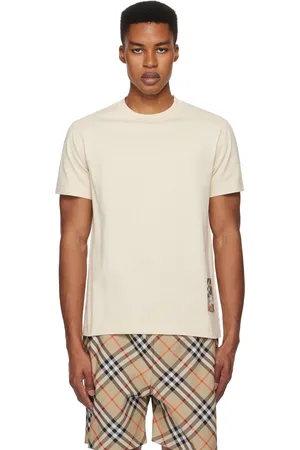 Burberry Beige Check Label Cotton T-shirt