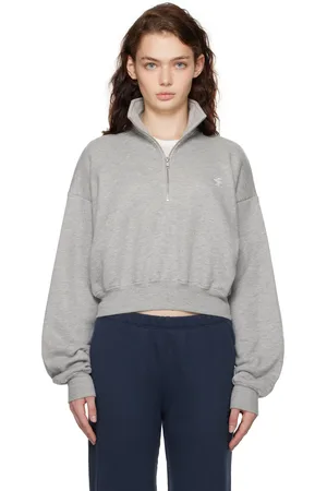 ÉTERNE Gray Cropped Half-Zip Sweatshirt