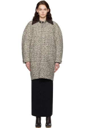 Bottega Veneta Gray Wool Boucle Chevron Coat