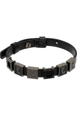 WOOYOUNGMI Black Cracked Leather Bracelet