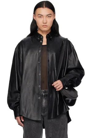 MUGLER Black Piercing Leather Shirt