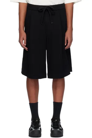 WOOYOUNGMI Black One-Tuck Neoprene Bermuda Shorts