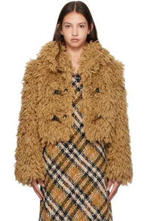 Burberry Tan Cropped Wool Blend Fringe Jacket
