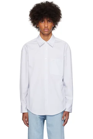 WOOYOUNGMI Blue Striped Regular Shirt