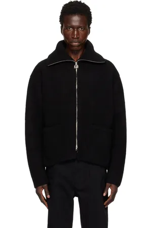 WOOYOUNGMI Black High Neck Zip Up Cardigan
