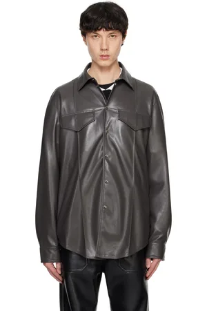 Nanushka Green Olavi Vegan Leather Shirt