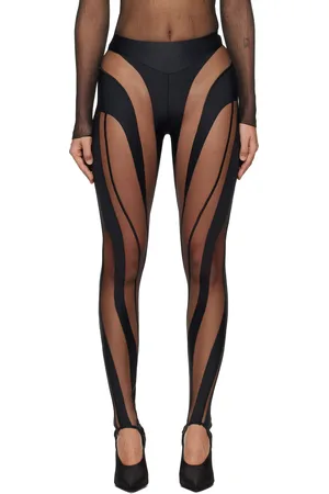 MUGLER Black Eco Sport Lycra Spiral Leggings