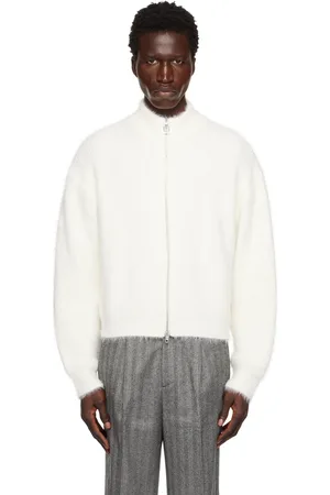 WOOYOUNGMI White High Neck Zip-up Sweater
