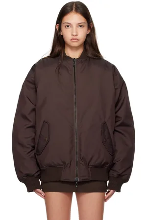WARDROBE.NYC Brown Taffeta Reversible Down Bomber Jacket