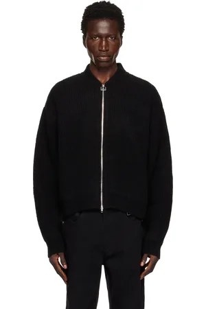 WOOYOUNGMI Black Wool Blend Zip Up Cardigan